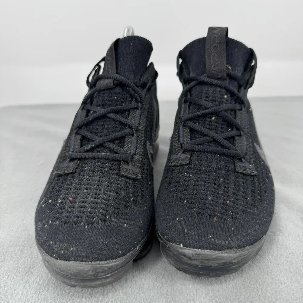 Nike Air VaporMax 2021 Flyknit GS Triple Black Shoes 5Y DB1550-001